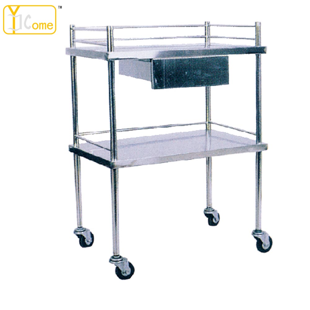 Stainless Steel Instrument Trolley With Rubber Top